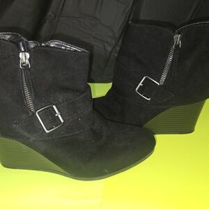 Women's Black Wedge Ankle Boots